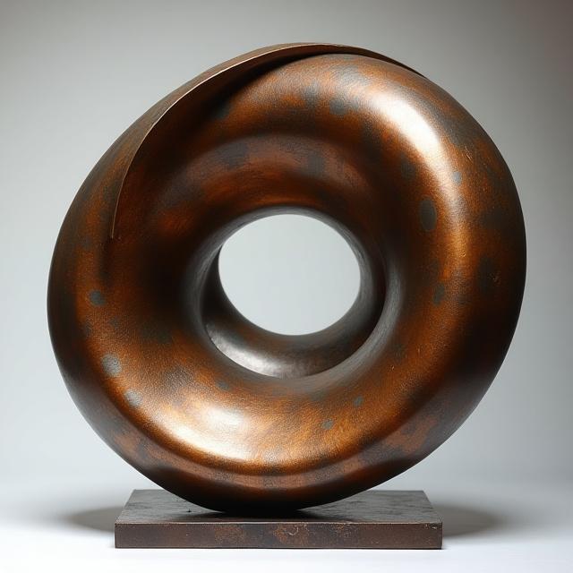 Escultura 'Armonía Espiral', estructura helicoidal de bronce con pátina