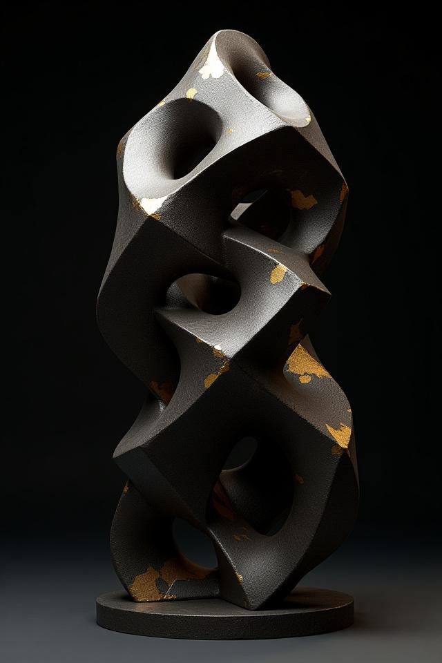 Escultura 'Nexus', formas geométricas interconectadas de hierro forjado