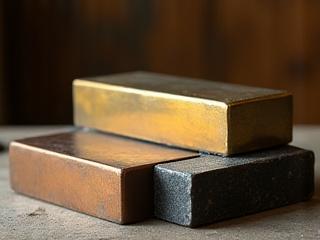 Variedad de metales antiguos y pulidos, incluyendo latón, bronce y hierro forjado, apilados en un taller.